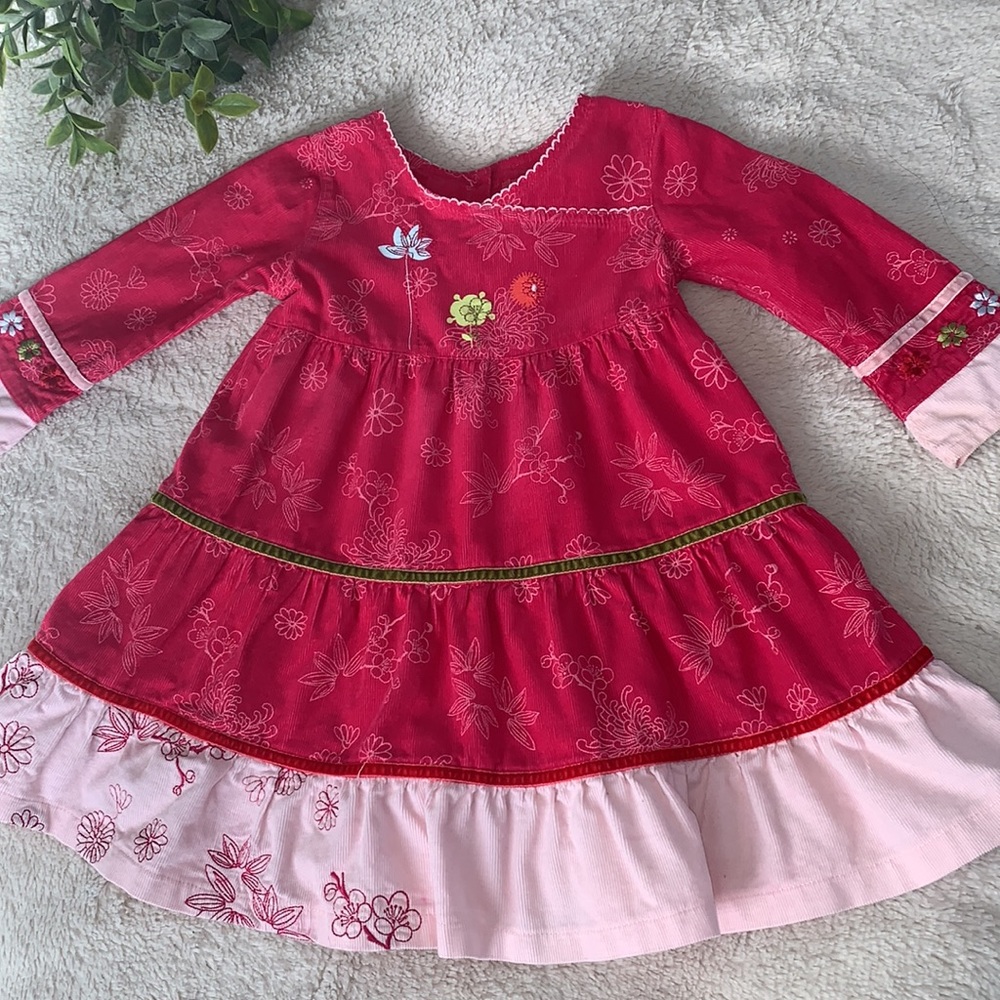 Deux Par Deux 12M Hot Pink Corduroy Dress